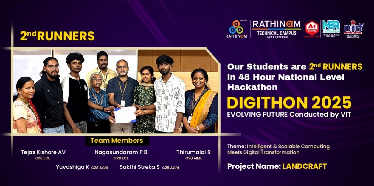 Rathinam Students Win 2nd Runners-Up at DIGITHON 2025